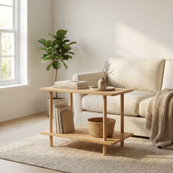 Loop - Reol-bord med to hylder i massiv eg og en bredde p� 70 cm