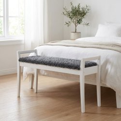 Meja - B�nk i hvidlakeret med en bredde p� 98 cm