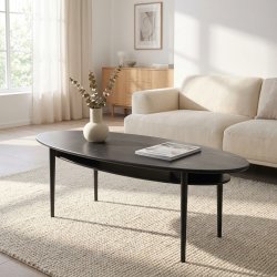 Veleta, Elipseformet sofabord i massiv eg og fem forskellige finish, 140 X 56 cm