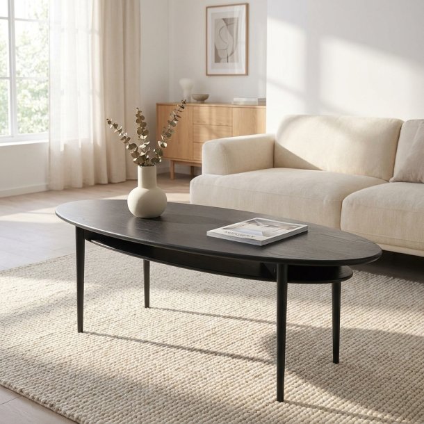 Veleta, Elipseformet sofabord i massiv eg og fem forskellige finish, 140 X 56 cm