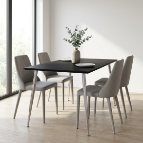 Scott - Spisebord i sort laminat med metalben