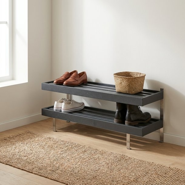 Hall - Dobbelt skohylde som gulvmodel med en bredde p� 80 cm