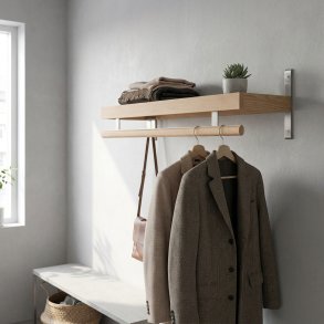 Hall - Hattehylde med en bredde p� 80 cm i lakeret eg