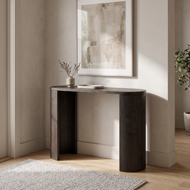  Edison � Konsolbord i m�rkbrun finish med tr�utseende