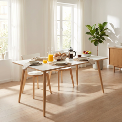 DT 110 - Spisebord i hvid laminat med egeben