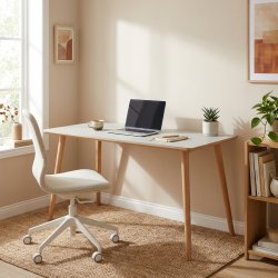 Dimm - Skrivebord, lysegr� h�jtrykslaminat, ege ben