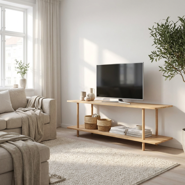 Loop - TV-hylla med tv� hyllplan i massiv ek och en bredd p� 140 cm