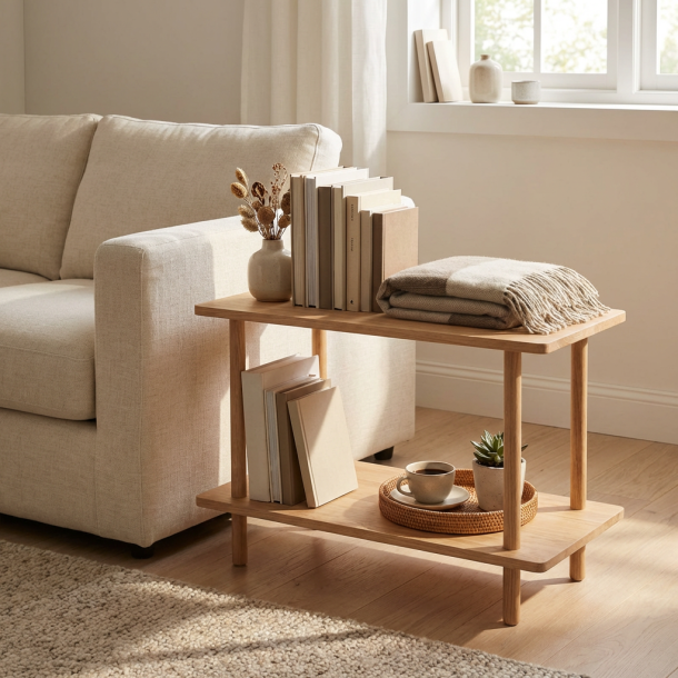 Loop - Reol-bord med to hylder i massiv eg og en bredde p� 70 cm