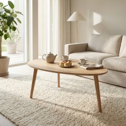 CT 10 - Soffbord i massiv ek med droppform och storlek 89 x 66 cm