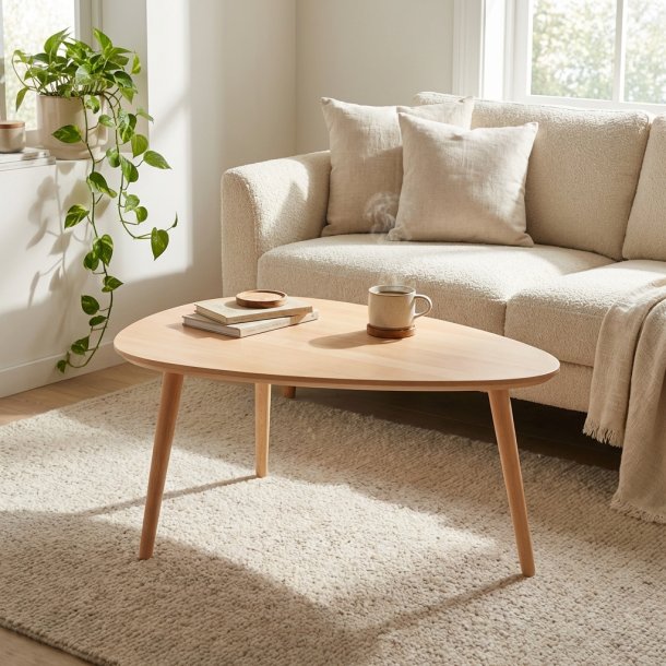 CT 10 - Soffbord i massiv bok med organisk triangul�r form och storlek 118 x 82 cm