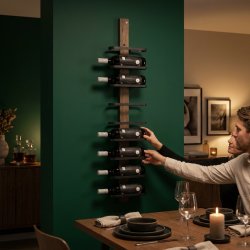 Vino - Vinreol til ti flasker i sort st�l og fem tr�sorter