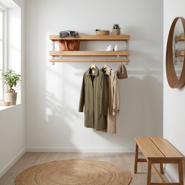 Hall - Dobbelt hattehylde med en bredde p� 80 cm