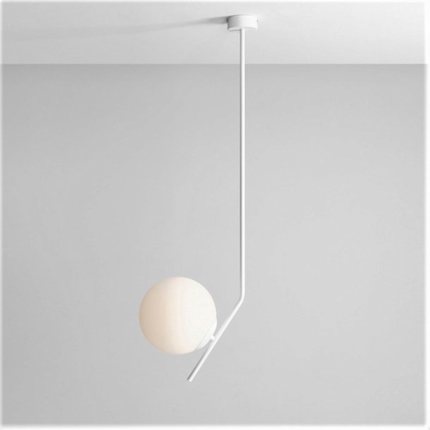 Arts - Loftlampe i hvidt metal og hvidt glas, hjde 95 cm