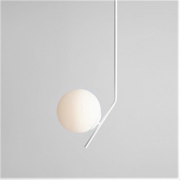 Arts - Loftlampe i hvidt metal og hvidt glas, hjde 95 cm