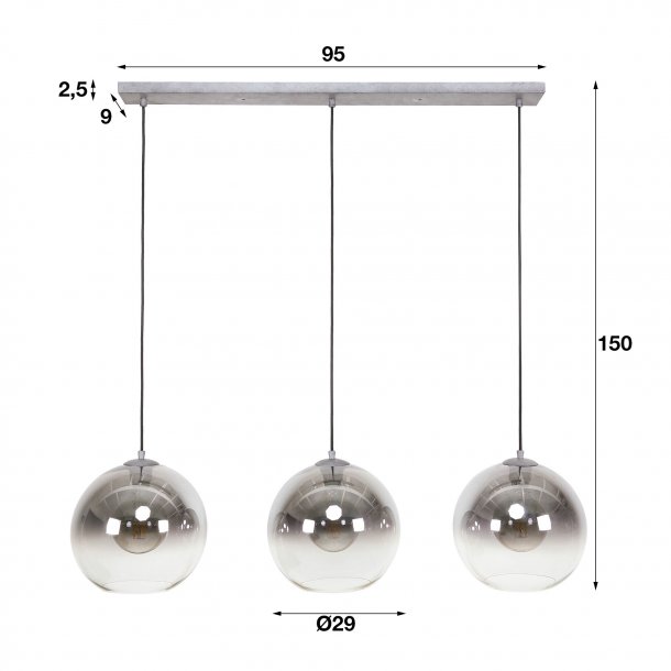 Sphere - Loftlampe med tre lampeskrme i rgfarvet glas