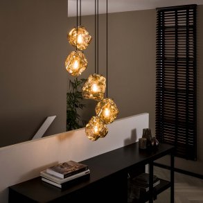 Rock - Loftlampe med fem mundblæste glasskærme
