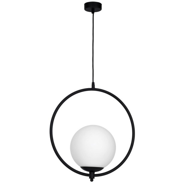 Artic - Loftlampe i sort metal og kuppel i hvidt glas