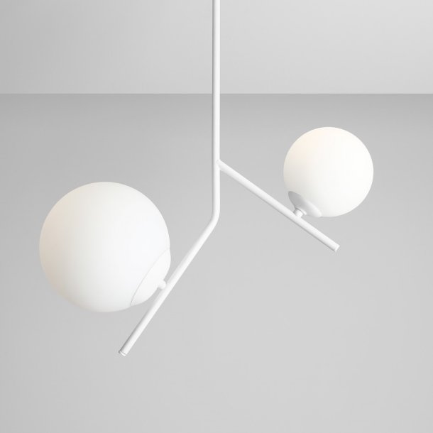 Arts - Loftlampe i hvidt metal og hvidt glas