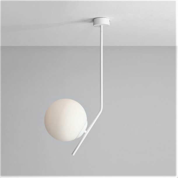 Arts - Loftlampe i hvidt metal og hvidt glas, hjde 64 cm