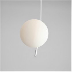 Arts - Loftlampe i hvidt metal og hvidt glas, hjde 64 cm