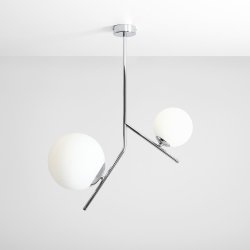 Arts - Loftlampe i krom og hvidt glas