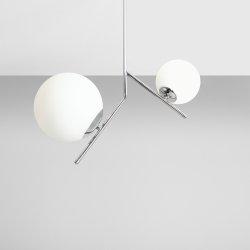 Arts - Loftlampe i krom og hvidt glas