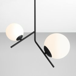 Arts - Loftlampe i sort metal og hvidt glas