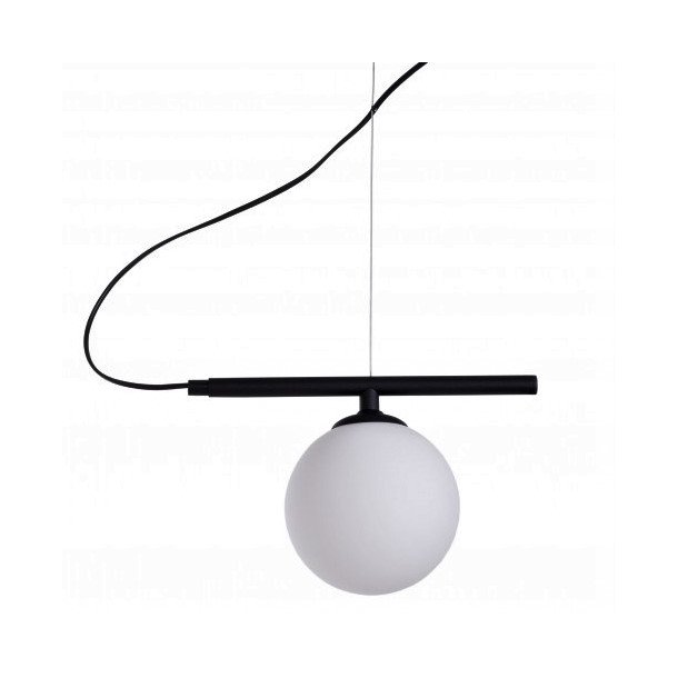 Tudor- Loftlampe i sort metal og hvid glaskuppel