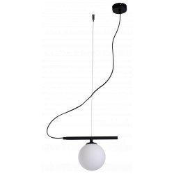 Tudor- Loftlampe i sort metal og hvid glaskuppel