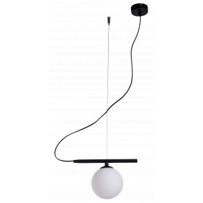 Tudor - Taklampa i svart metall och vit glaskupol