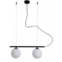 Tudor - Loftlampe i sort metal og to hvide glaskupler