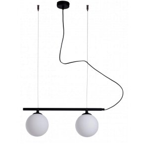 Tudor - Taklampa i svart metall och tv vita glaskupoler