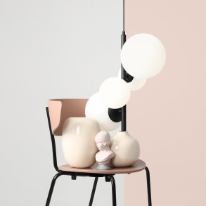 Dizzy - Taklampa i svart metall och vitt glas