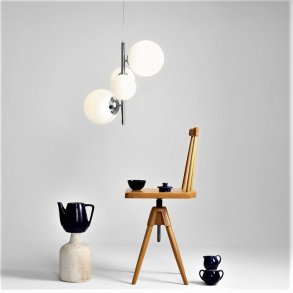 Dizzy - Taklampa i krom och vitt glas