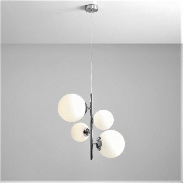Dizzy - Loftlampe i krom og hvidt glas