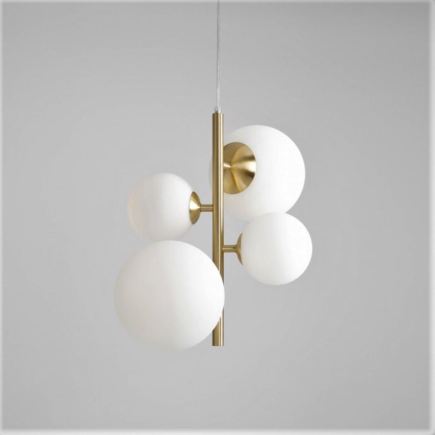 Dizzy - Loftlampe i messing og hvidt glas