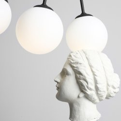 Point - Loftlampe i sort metal og seks hvide skrme