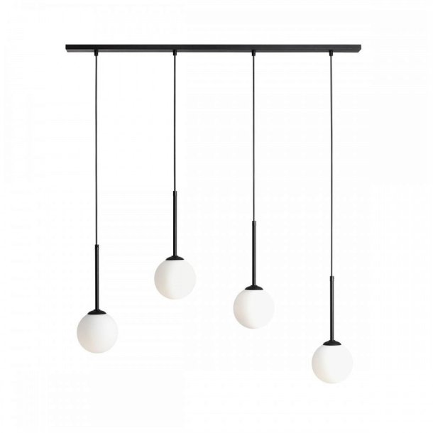 Stick - Loftlampe i sort metal og glas, fire  14 cm. kupler