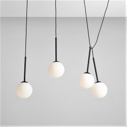 Stick - Loftlampe i sort metal og glas, fire  14 cm. kupler