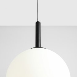 Stick - Loftlampe i sort og glas,  50 cm. kuppel