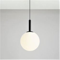 Stick - Loftlampe i sort og glas,  40 cm. kuppel