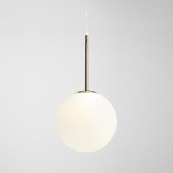 Stick - Loftlampe i guld og glas,  30 cm. kuppel