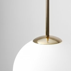 Stick - Loftlampe i guld og glas,  30 cm. kuppel