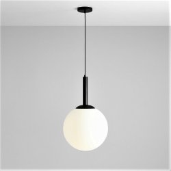 Stick - Loftlampe i sort og glas,  40 cm. kuppel