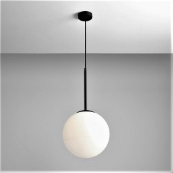 Stick - Loftlampe i sort metal og glas,  30 cm. kuppel