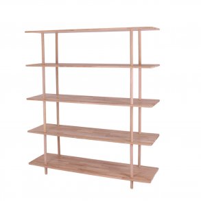 Loop - Reol med fem hylder i massiv eg og bredde 140 cm