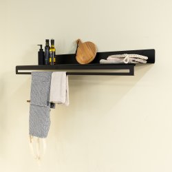 Say - Hattehylde i sort metal, bredde 120 cm.