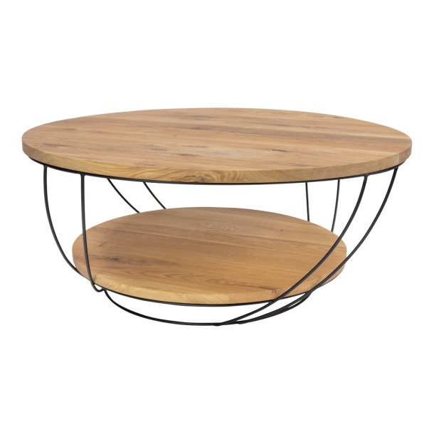 Kinski - Sofabord i stl og egetr, diameter 80 cm.