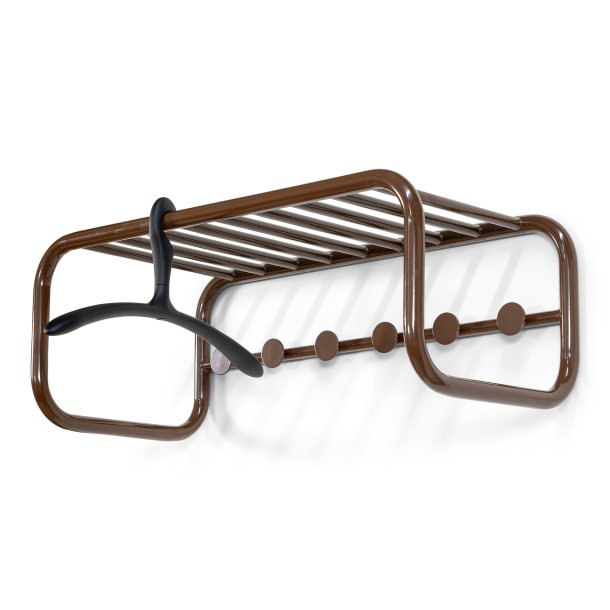 Flash - Hattehylde i brun metal med seks knager