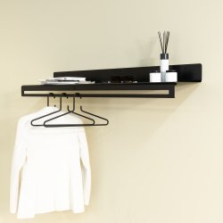 Say - Hattehylde i sort metal, bredde 120 cm.